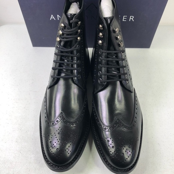 Anthony Veer Grant Wingtip Boots Black Leather Shoes main image 7
